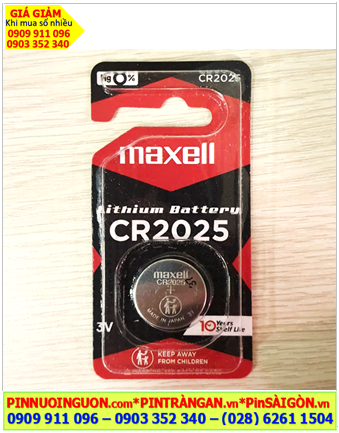 Maxell CR2025, Pin 3v Lithium Maxell CR2025 (Vỉ 01viên-vỉ đen đỏ), Xuất xứ NHẬT
